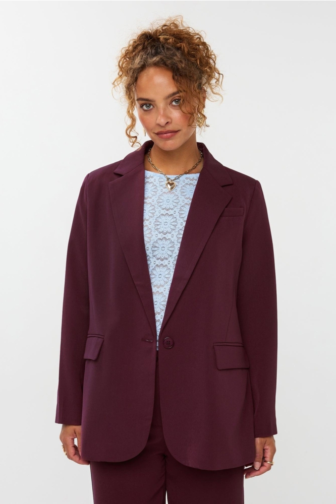 Ydence bordeaux dames blazer | Model vooraanzicht