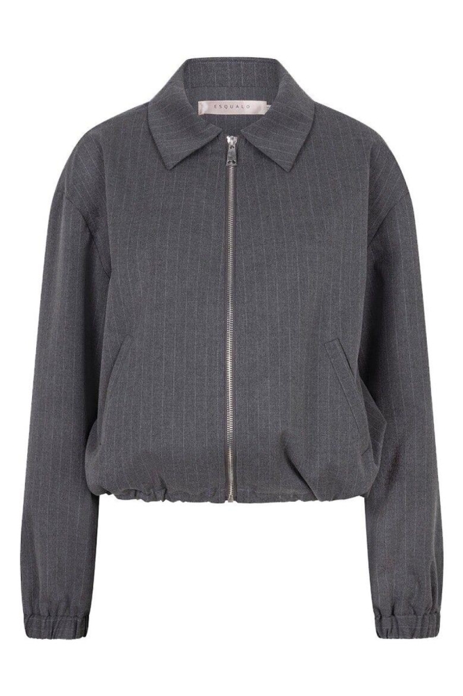 EsQualo grijze dames jas | Vooraanzicht