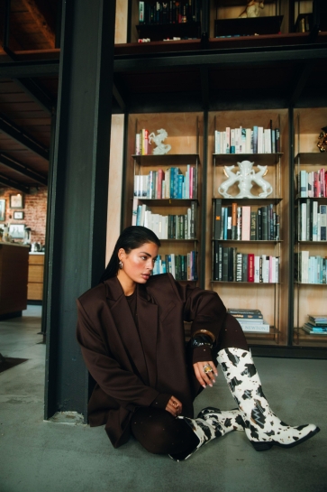 Refined Department Blazer ADELE WOVEN OVERSIZED BLAZER R2510944856 600 BROWN