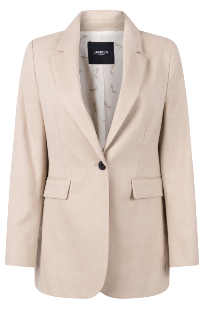 Juffrouw Jansen zand dames blazer | Vooraanzicht