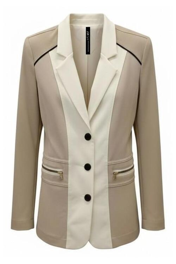 Zip73 beige dames blazer | Vooraanzicht