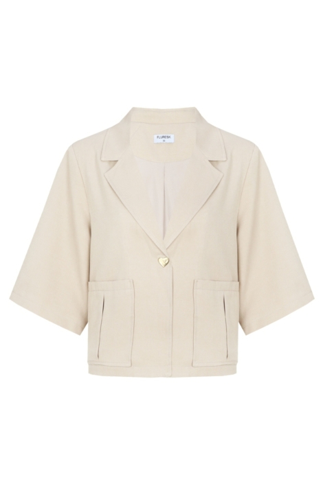 Fluresk zand dames blazer | Vooraanzicht