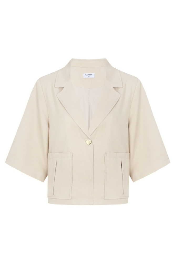 Fluresk zand dames blazer | Vooraanzicht
