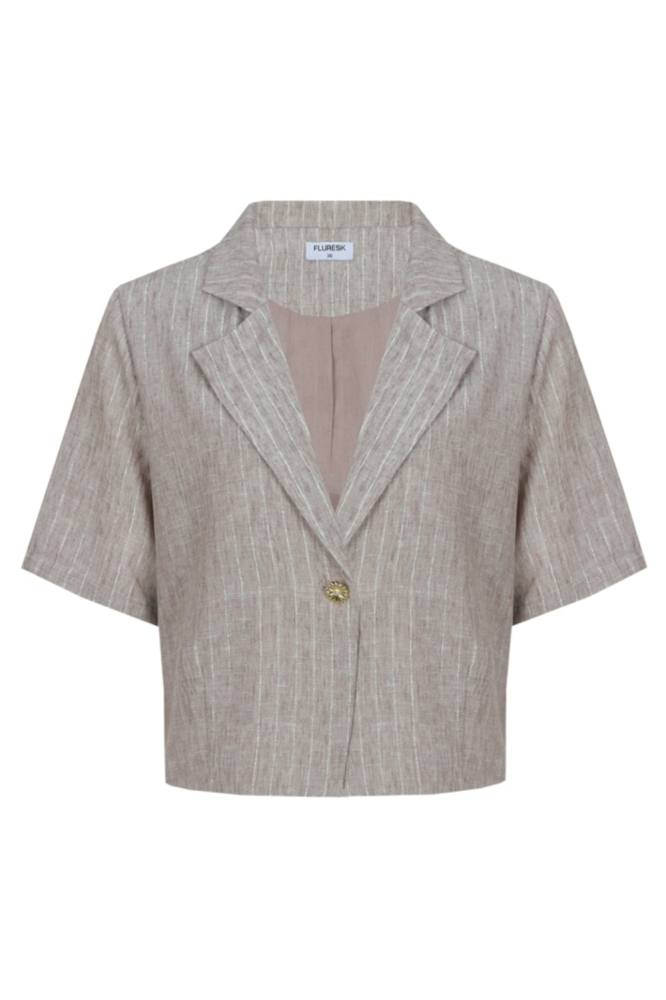 Fluresk bruine dames blazer | Vooraanzicht