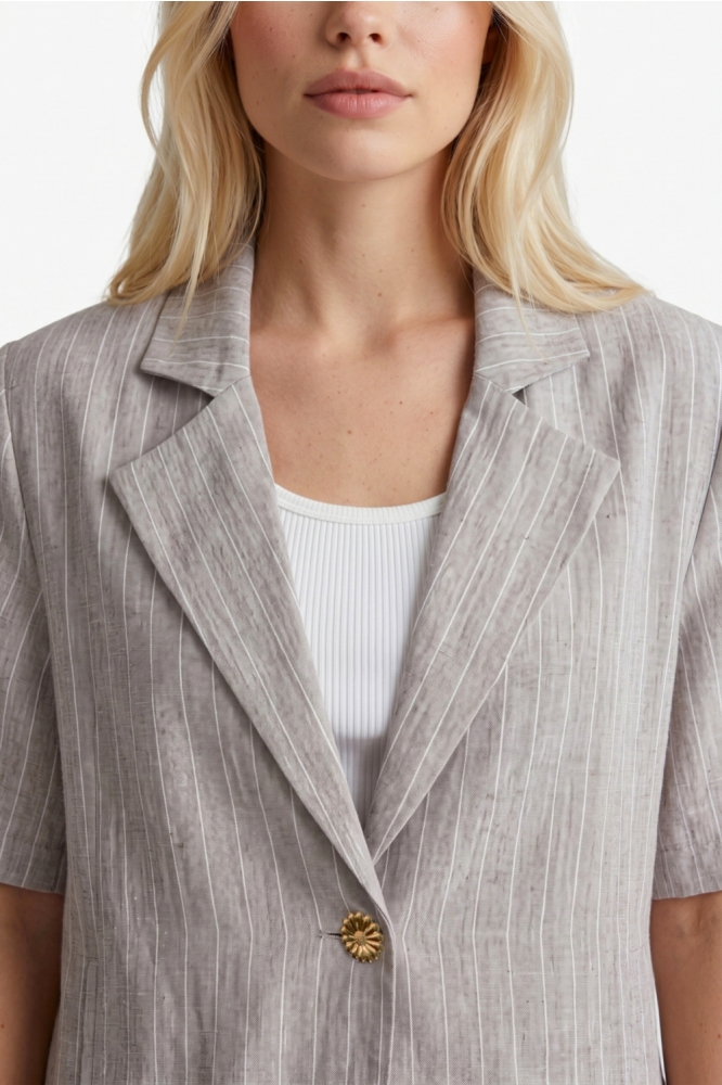Fluresk bruine dames blazer | Close up