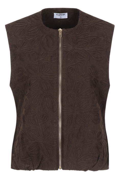 Fluresk bruine dames gilet | Vooraanzicht
