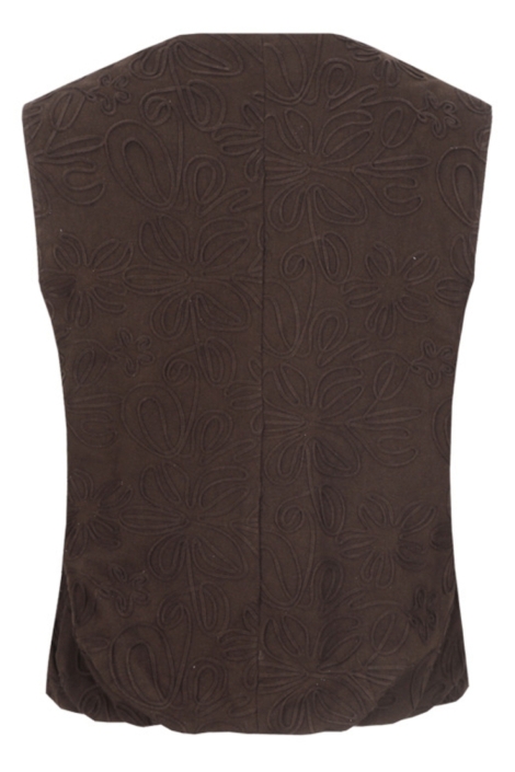 Fluresk bruine dames gilet | Achteraanzicht