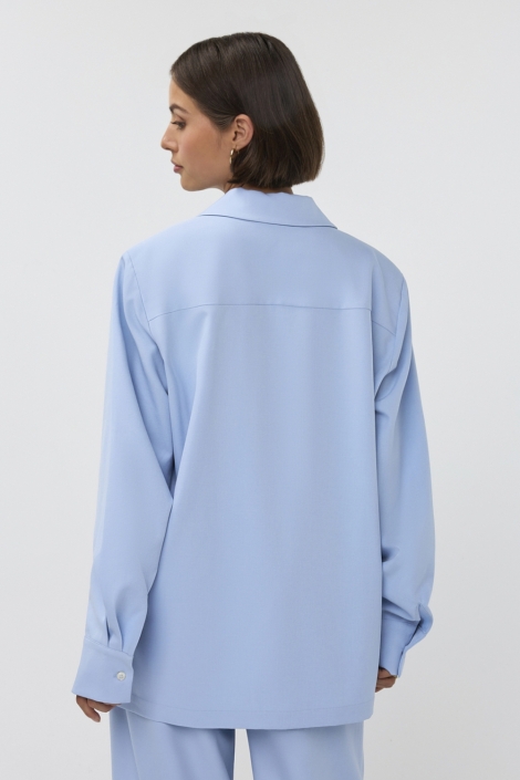 Studio Amaya blauwe dames blazer | Model achteraanzicht