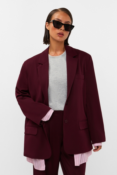 Studio Amaya bordeaux dames blazer | Model vooraanzicht