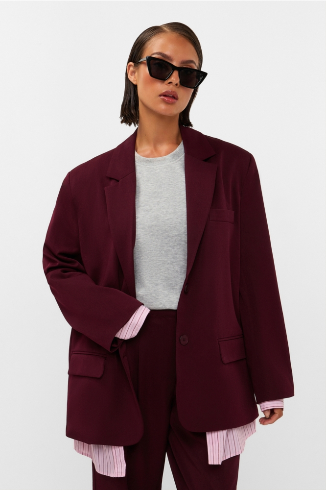 Studio Amaya bordeaux dames blazer | Model vooraanzicht