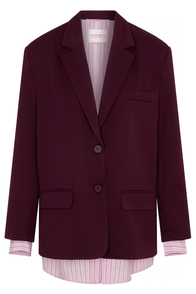 Studio Amaya bordeaux dames blazer | Vooraanzicht