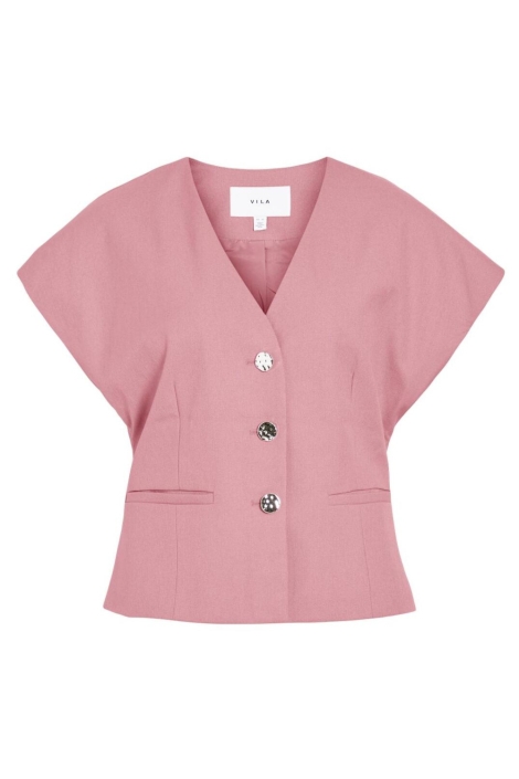 Vila roze dames gilet | Vooraanzicht