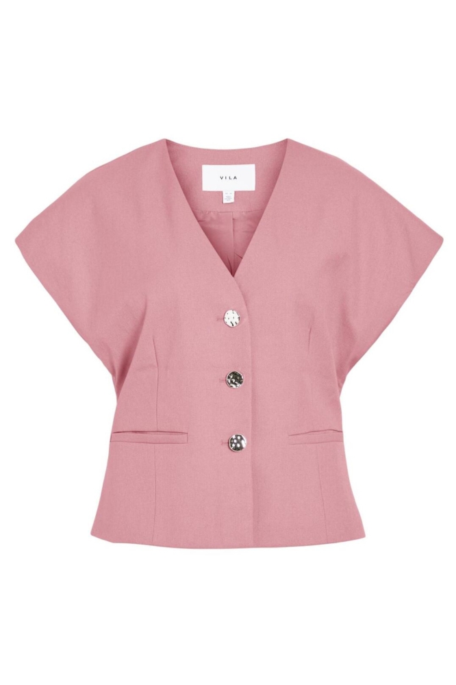 Vila roze dames gilet | Vooraanzicht