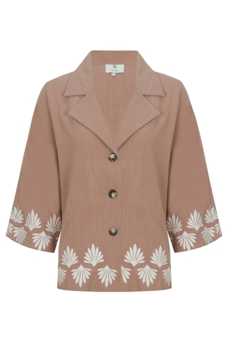 C&S The Label taupe dames blazer | Vooraanzicht