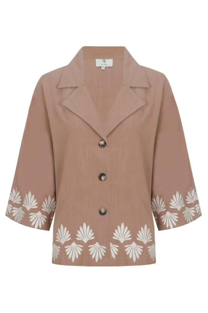 C&S The Label taupe dames blazer | Vooraanzicht