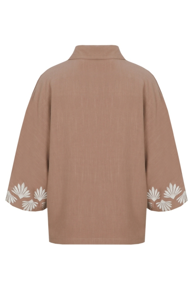 C&S The Label taupe dames blazer | Achteraanzicht