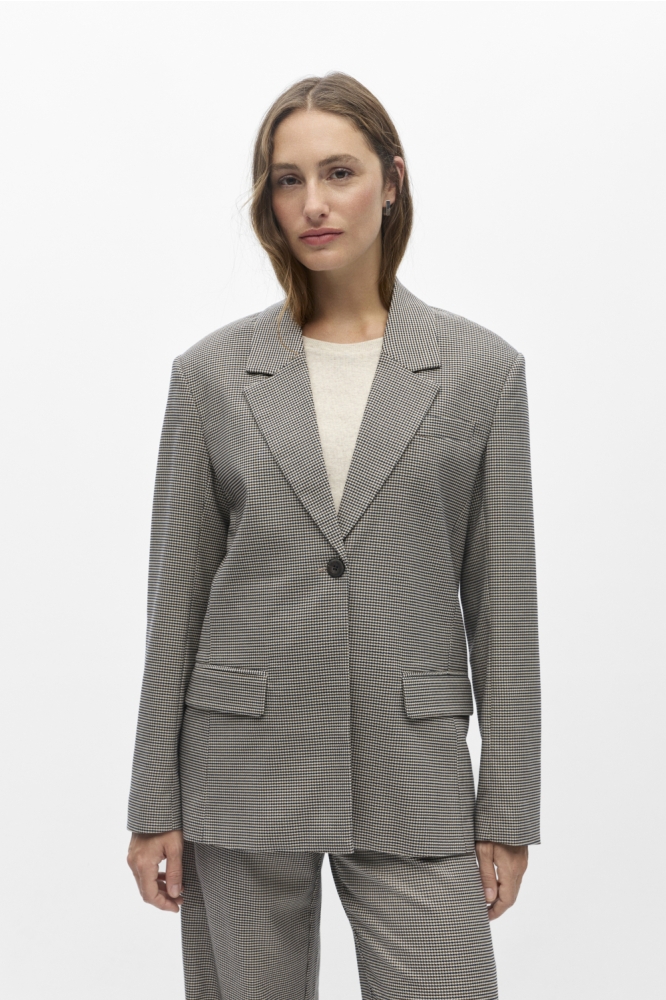Object blauwe dames blazer | Model vooraanzicht