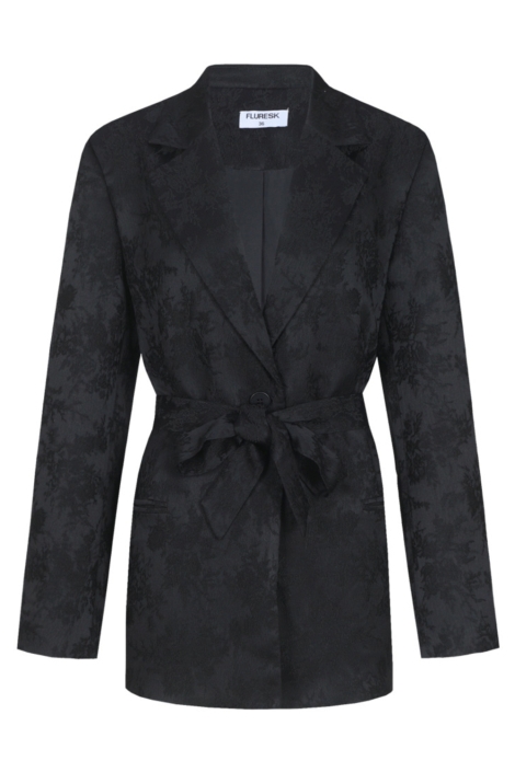 Fluresk zwarte dames blazer | Vooraanzicht