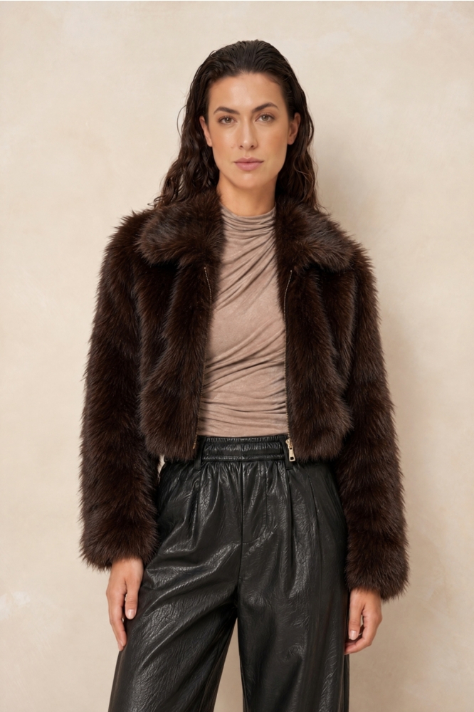 Lofty Manner bruine dames jas | Model vooraanzicht