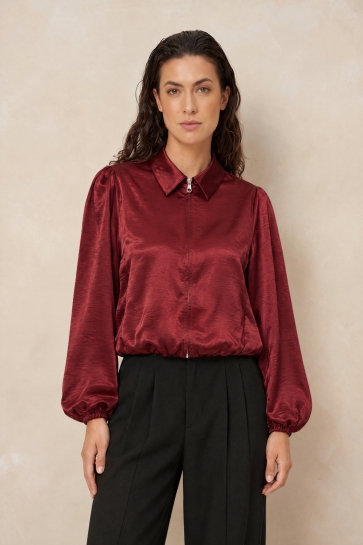 Lofty Manner Jas JACKET KAIRI SATIN BOMBER RK52 Burgundy