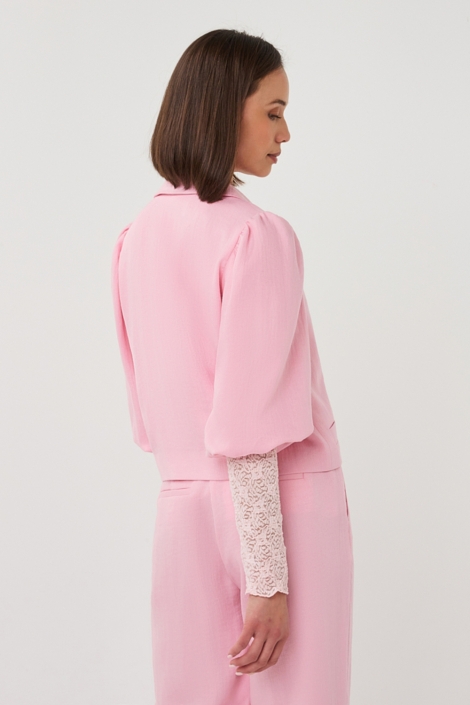 EsQualo roze dames blazer | Model achteraanzicht