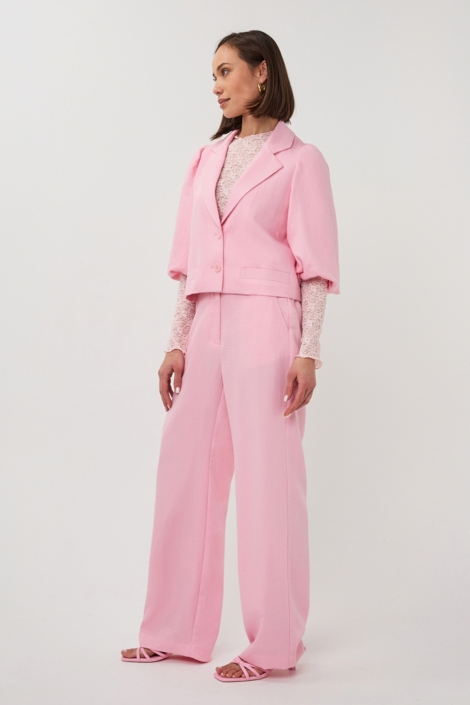 EsQualo roze dames blazer | Model zijaanzicht