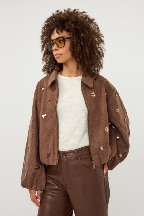 EsQualo bruine dames jas | Model vooraanzicht