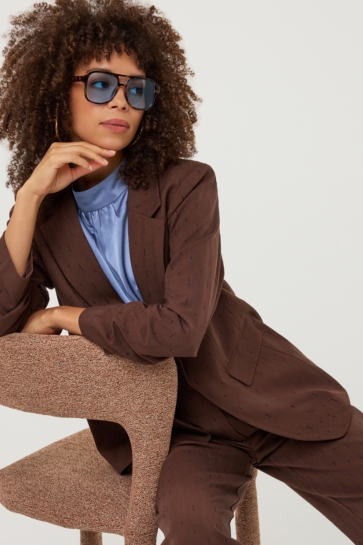 EsQualo Blazer BLAZER 3/4 SLEEVE RHINESTONES W26 10721 Coffee