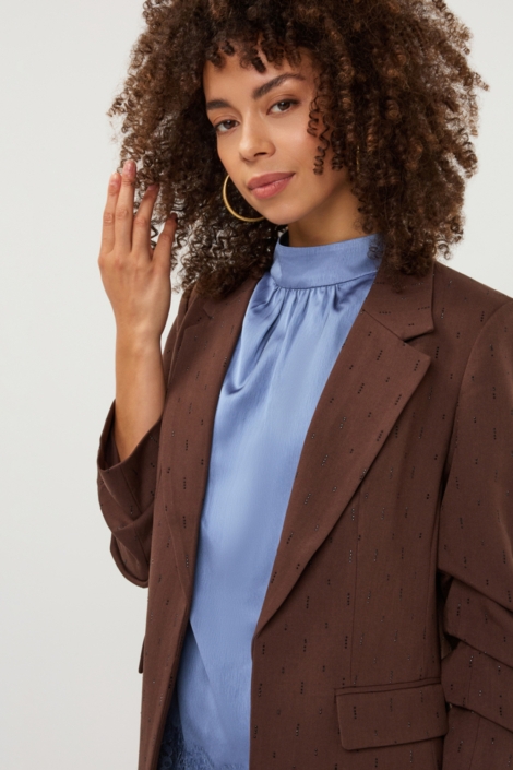 EsQualo bruine dames blazer | Close up