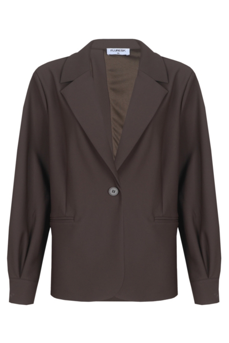 Fluresk bruine dames blazer | Vooraanzicht