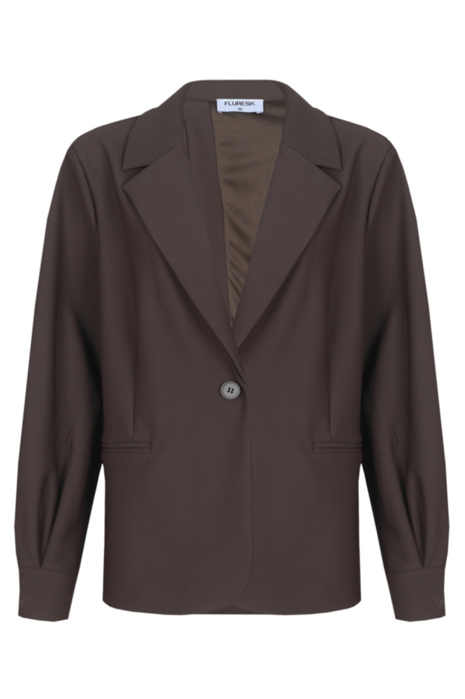 Fluresk bruine dames blazer | Vooraanzicht