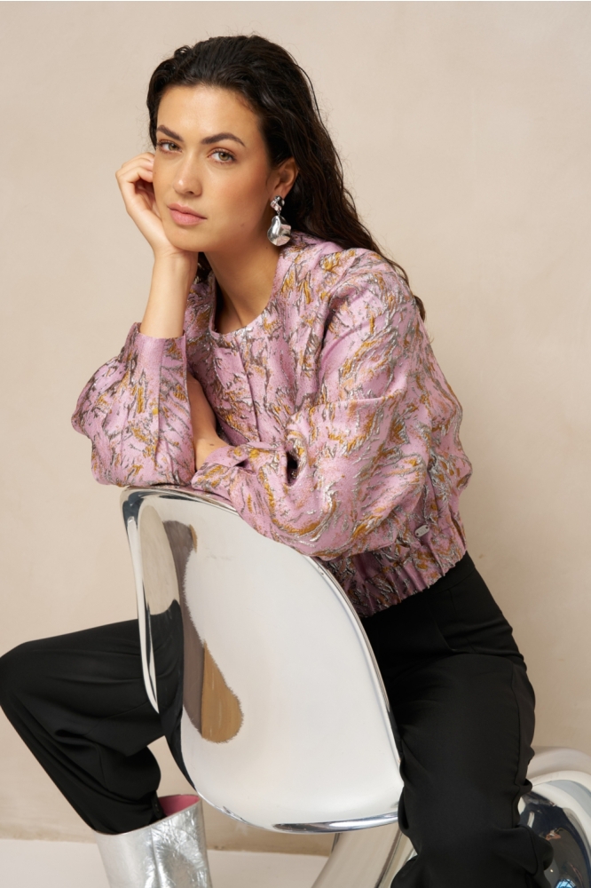 Lofty Manner roze dames jas | Model vooraanzicht