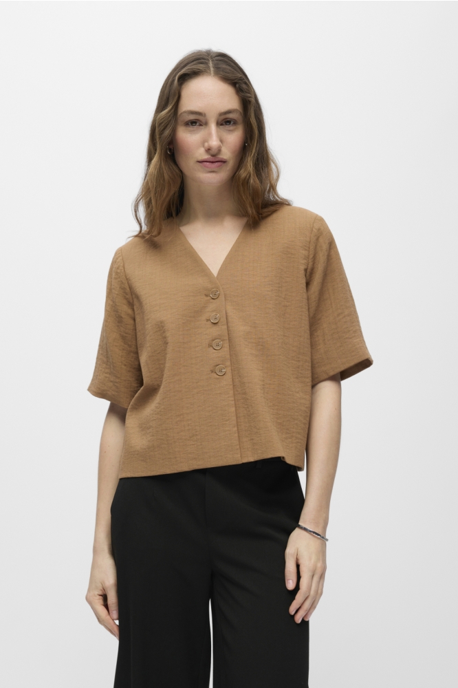 Object bruine dames blazer | Model vooraanzicht