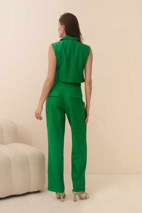 Lofty Manner groene dames gilet | Model achteraanzicht