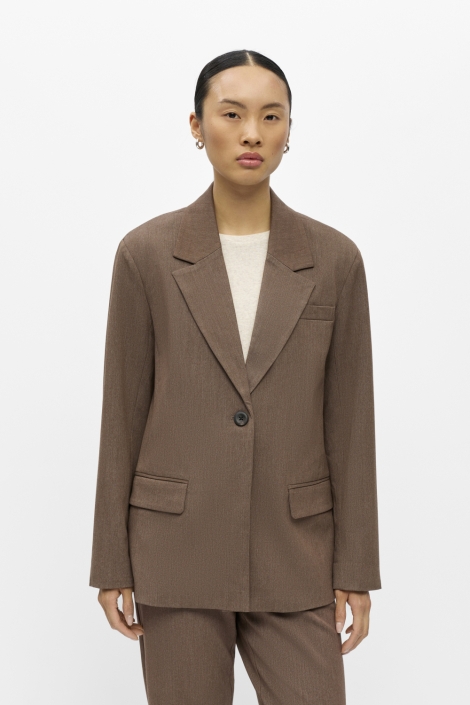 Object bruine dames blazer | Model vooraanzicht