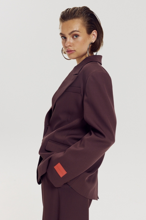Harper & Yve paarse dames blazer | Model zijaanzicht