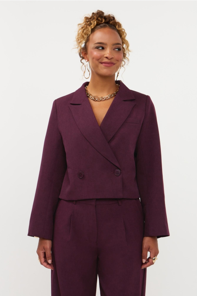 Ydence bordeaux dames blazer | Model vooraanzicht