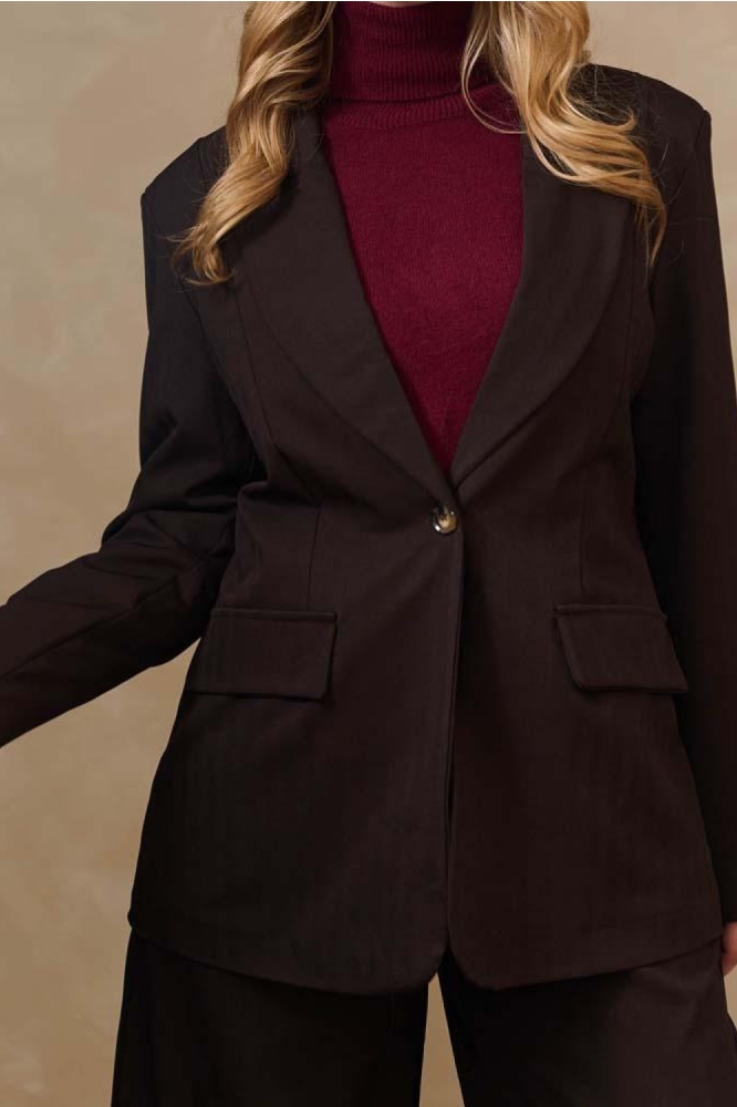 FOS Amsterdam bruine dames blazer | Close up