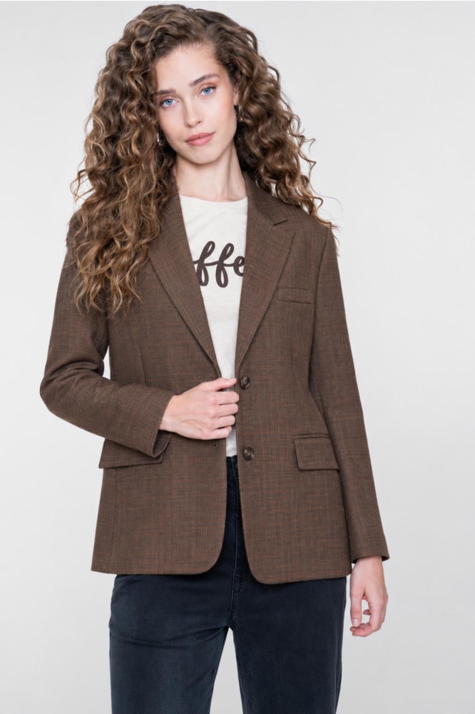 Geisha bruine dames blazer | Model vooraanzicht