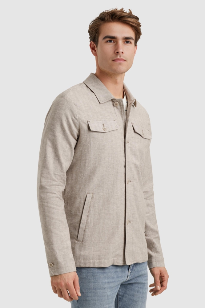 Vanguard beige heren vest | Model zijaanzicht