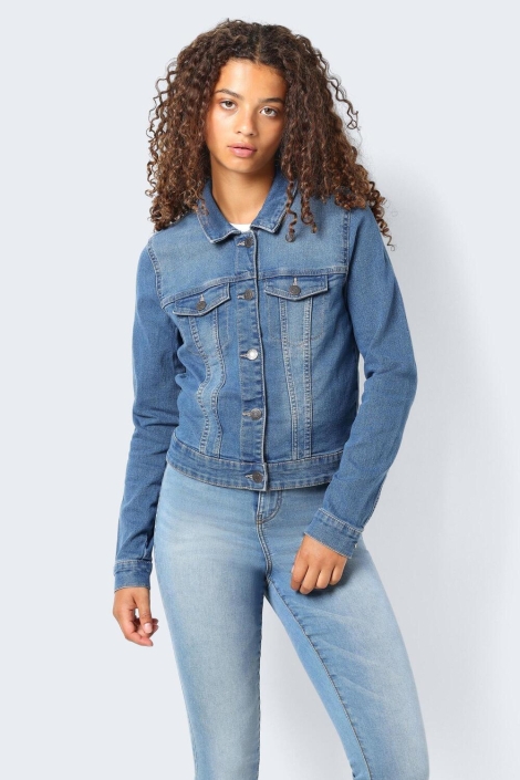 Noisy may blauwe dames jas | Model vooraanzicht