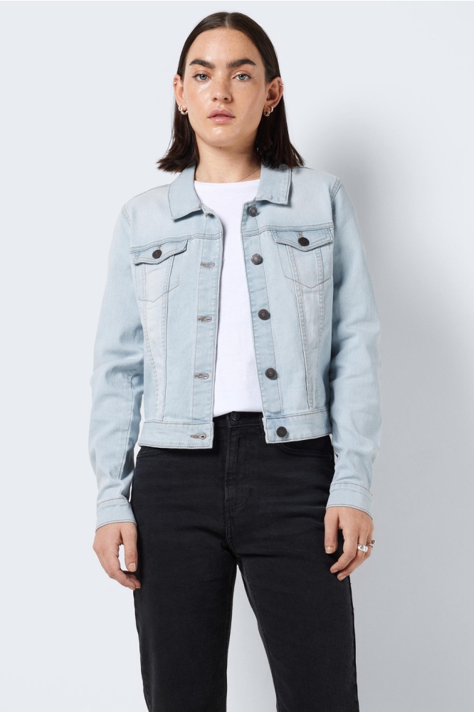 Noisy may blauwe dames jas | Model vooraanzicht