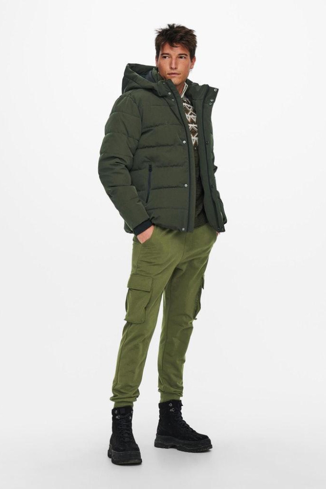 Only & Sons groene heren jas | Model