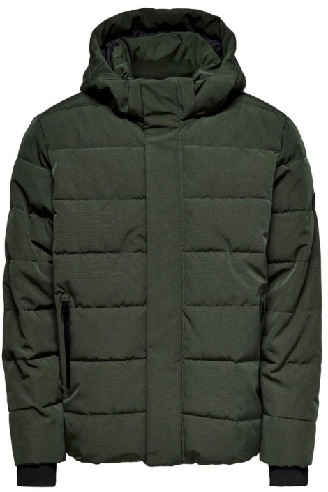 Only & Sons groene heren jas | Vooraanzicht