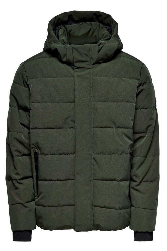 Only & Sons groene heren jas | Vooraanzicht