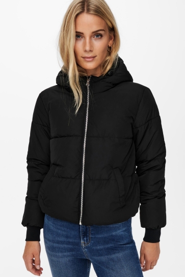 Jacqueline de Yong JDYNEWERICA SHORT HOOD JACKET OTW NOOS 15213950 Black/SILVER ZIP