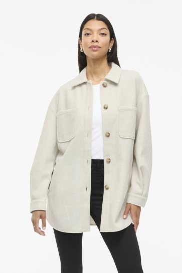 Vila VIKIMMI SHIRT L/S JACKET - NOOS 14067254 SUPER LIGHT NATURAL MELANGE