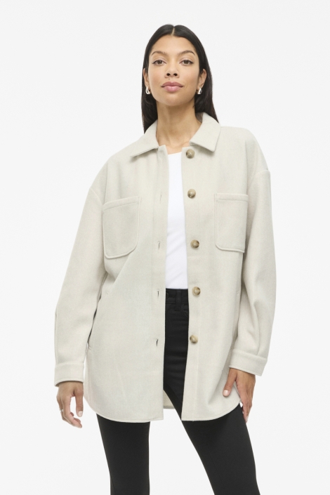 Vila ecru dames jas | Model vooraanzicht