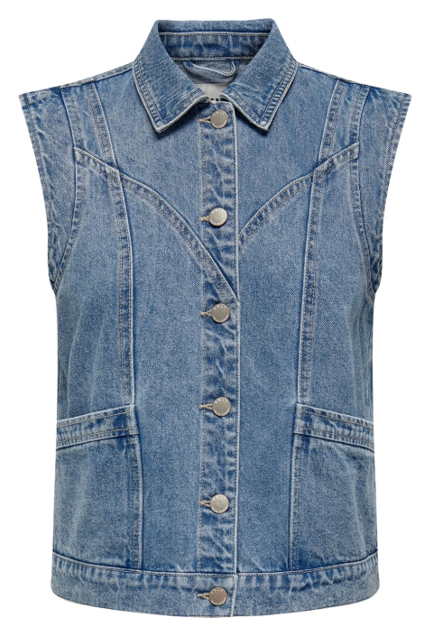 Only blauwe dames gilet | Vooraanzicht