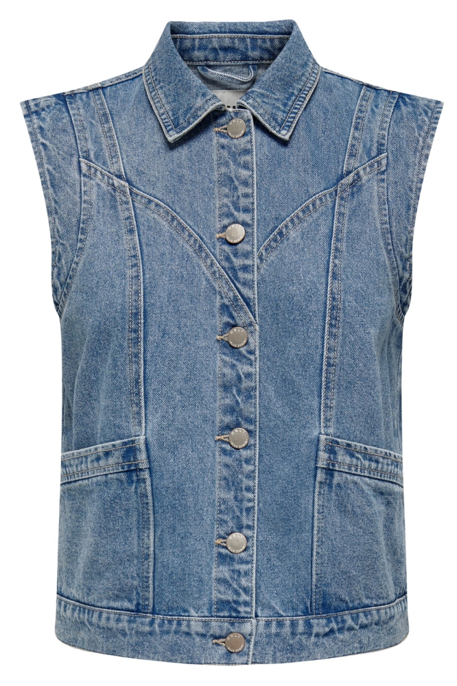 Only blauwe dames gilet | Vooraanzicht